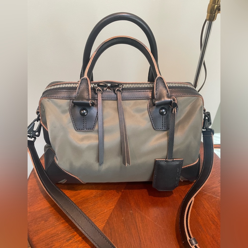 Rag and Bone Olive Flight nylon and leather satchel